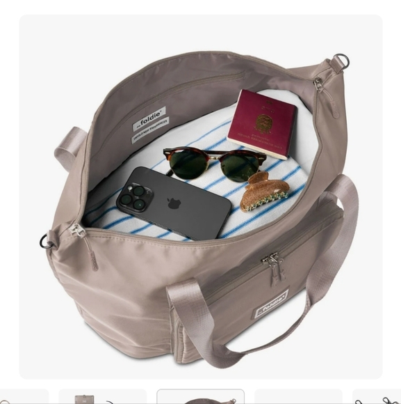 NWT THE FOLDIE THE ORIGINAL BEIGE TRAVEL BAG EXPANDABLE TOTE PACKABLE CARRY ON - Picture 13 of 16